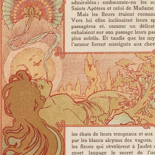 GallicaBnF's tweet photo. #AttentionTrésor : #Gallica vous présente "Ilsée, princesse de Tripoli", adapté d’une pièce d’Edmond Rostand par Robert de Flers,  avec 134 lithographies en couleurs d’Alfons Mucha en 1897. => https://t.co/hYGkyKitQW https://t.co/mUuj2VRnAx