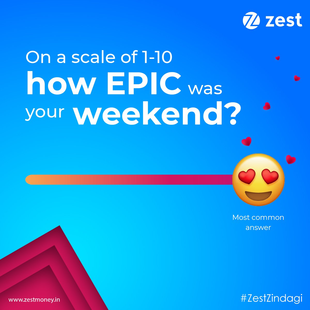 ZestMoney's tweet photo. Did you have a 😊weekend or a ☹️one? With #ZestZindagi turn your frown upside down!
#Fun #OnlineShopping #DigitalEMIs #Zemo #EasyLoans #WeekendScore
https://t.co/h1g60y2G8G https://t.co/pfBNfC2Gaj