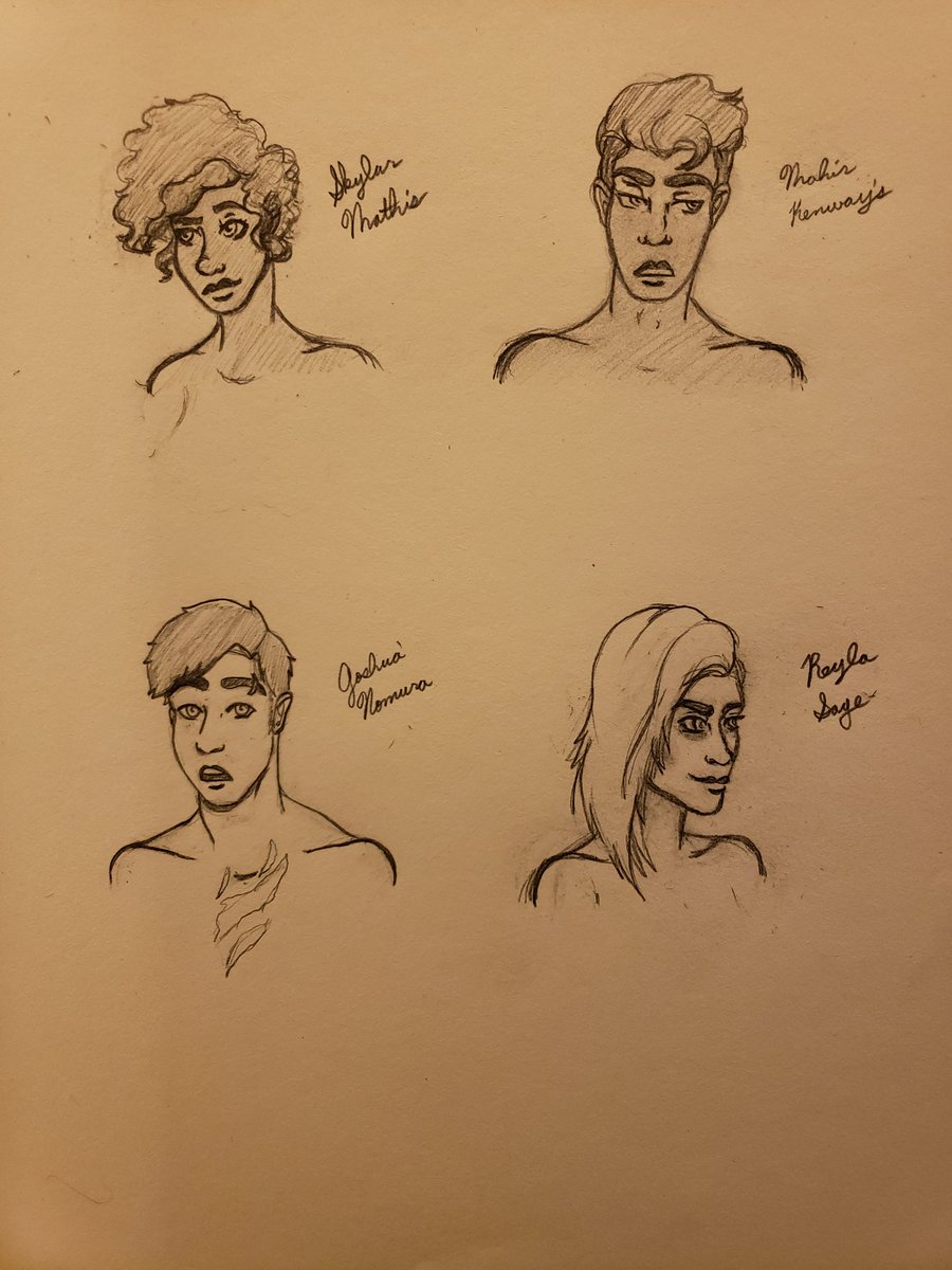 Bravehelm's tweet image. #WritingCommunity I have a question! How do you come up with character names for your #wip?
I always get excited when I finally settle on a name. 

Here is a #sketch of my #urbanfantasy characters, for your entertainment.

#amwriting #writerslife #LGBT