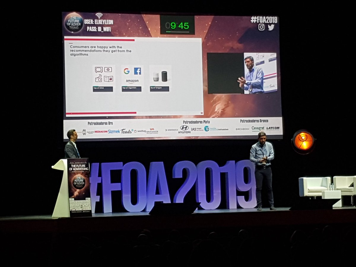 BrandsofSpain's tweet photo. #FOA2019 @Buenva y @adolfofdezlopez de @MediaCom_Espana defienden la importancia de construir la #marca a largo plazo en su ponencia sobre la importancia de las marcas en la era del algoritmo https://t.co/p6DD83no3M