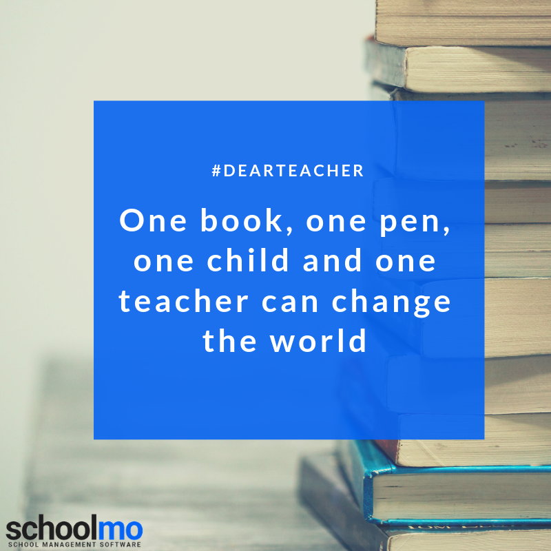 Schoolmo_HQ's tweet photo. #DearTeacher
One book, one pen, one child and one teacher can change the world.
#SchoolMo #SchoolManagementSoftware https://t.co/JBpbSMNvqW