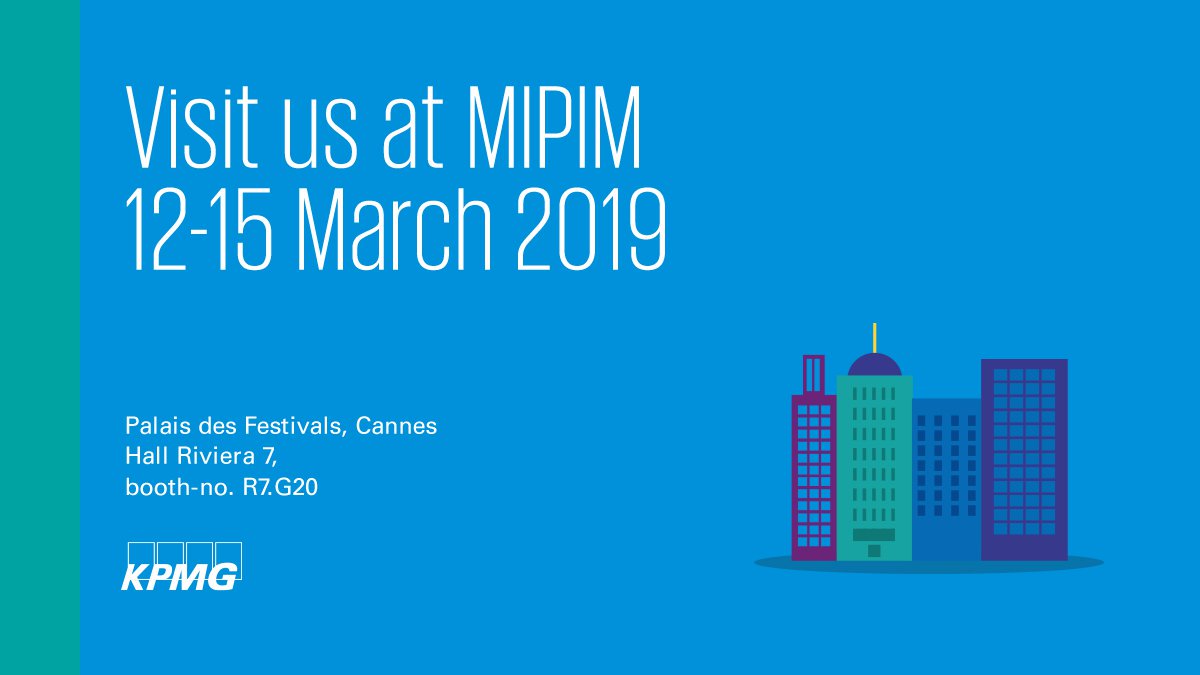 KPMG_DE's tweet photo. Diese Woche auch auf der @MIPIMWorld? Dann besuchen Sie am Donnerstag, um 11:30h den Stand der @WifoeFfm. Hans Volkert-Volkens, Head of #RealEstate bei KPMG, wird dort gemeinsam mit Kollegen und @DrBeyerle von @Catella über #DynamicMarkets sprechen. #MIPIM2019 https://t.co/bqFmLAwxNr