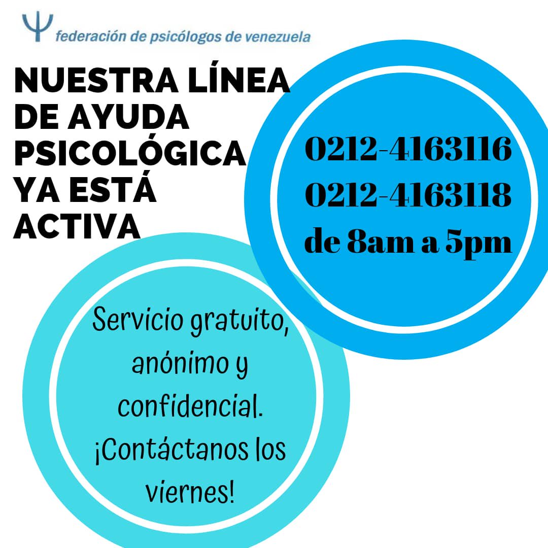 spvzla's tweet image. #ServicioPúblico vía @LafranciscanaF

INFORMACIÓN IMPORTANTE | Línea de ayuda psicológica GRATIS de la Federación de Psicólogos de Venezuela 👇🏻

Ayuda a difundir, da retuit. Muchas personas lo necesitan #SeamosSolidarios