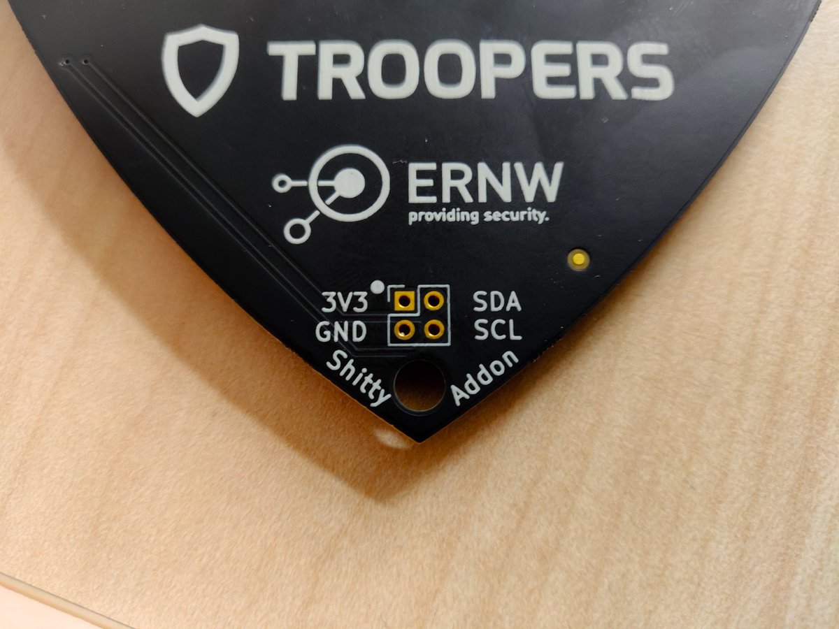 I think there is a pretty "shitty" add-on connector on this year's <a href="/WEareTROOPERS/">TROOPERS Conference</a> badge... Prepare your add-ons!

What does your badge offer <a href="/WeAreNahuel/">WeAreNahuel</a>?

#TR19 #BadgeDev #BadgeLife