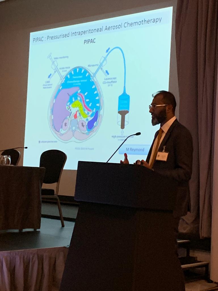 Mesouk's tweet photo. .@faheezM from @HHFTnhs describing PIPAC. French trial is imminent - we need this in the UK too. #BTOGMesoUK2019 #Mesothelioma https://t.co/CgXvFfYpiw