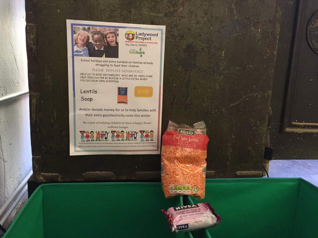We are supporting our friends at <a href="/LadywoodProject/">Ladywood Community Project</a> by collecting items for their Ladywood family holiday hunger hampers. We have been asked to collect lentils &amp; soap. Can you help? #JQ collection point in the heritage room. Please share and RT <a href="/JQBID/">The Jewellery Quarter BID</a> <a href="/MyJQ/">My Jewellery Quarter</a> <a href="/JQDTbirmingham/">Jewellery Quarter Development Trust</a> <a href="/JQNF/">JQNF</a>