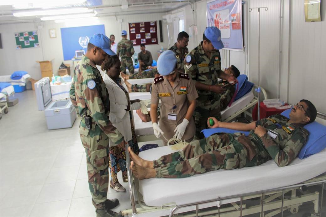 MONUSCO's tweet image. #PhtoOfTheDay Caption: #Goma, #North_Kivu, #DRC – In commemoration of the International Women's Rights Day, a voluntary Blood Donation Camp was organized at Indian contingent of #MONUSCO. Photo MONUSCO/Force