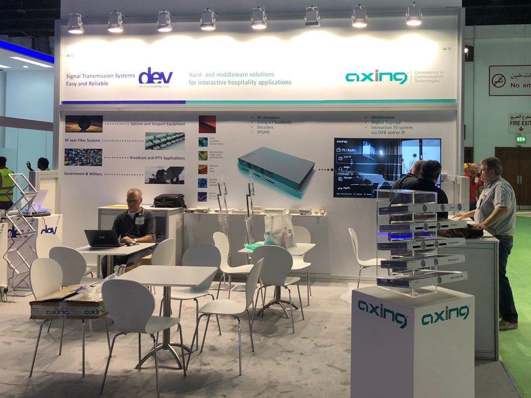 axing_ag's tweet photo. Today we have prepared our booth at #Cabsat2019. Please visit us in #Dubai and get informed about our new TV headends and the IPTV solution for the hospitality sector. https://t.co/gFOHSVYDdC