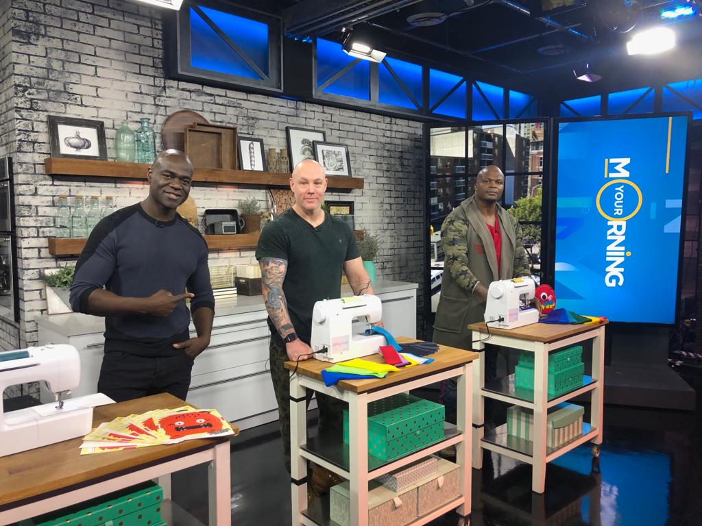 OriginalRoland's tweet photo. Here we are getting ready to shoot a sewing segment on @YourMorning #sewingkidsXdenisewild #menwhosew #realmensew https://t.co/3mwBP54TDm