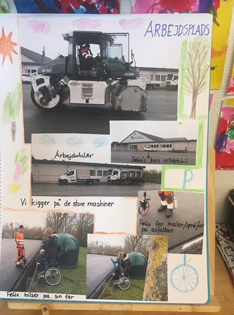 Colas_Danmark's tweet photo. Børnehavebørn var på #byggepladsbesøg, da et #asfalthold fra Colas udlagde asfalt i #Hørve. Det var spændende for børnene. Især for Felix. Hans far er nemlig #formand på asfaltholdet. Billedkollagen er lavet af #børnehaven i Hørve. #sjovforbørn #storemaskiner #asfaltering https://t.co/CGcCBXOGy6