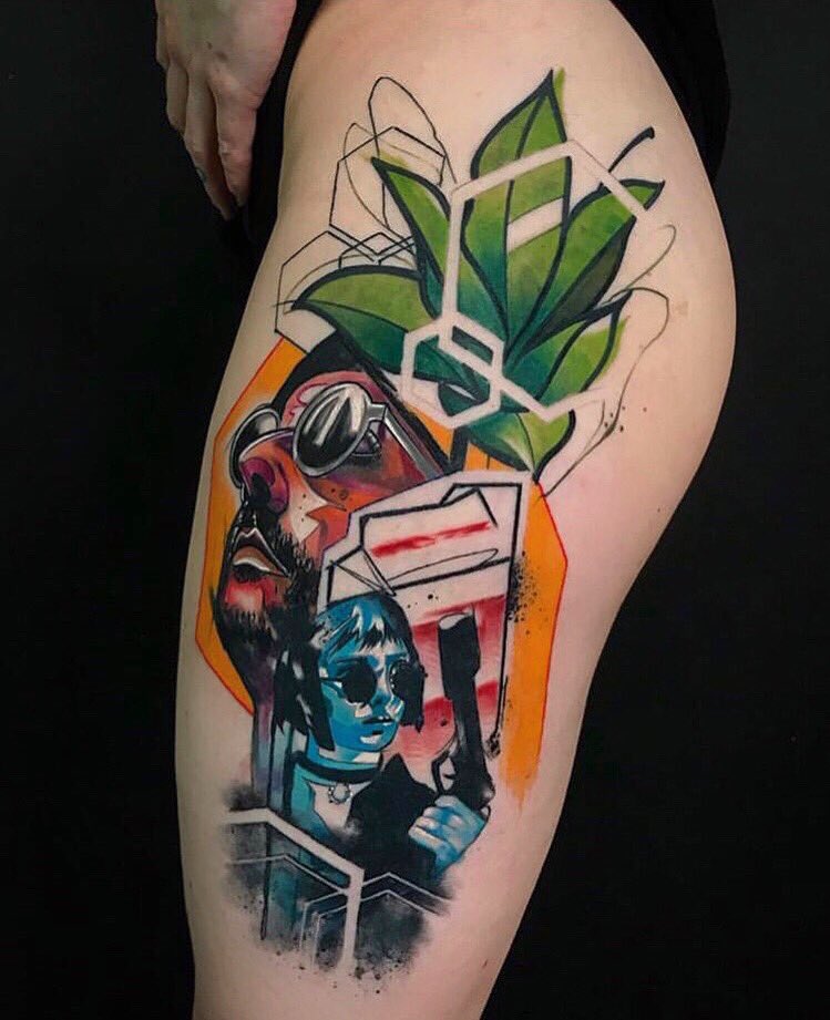 Original_Noodle's tweet photo. Healed pic! Chunky ballet thighs mean more room for art 😏💉 #Leon #LeonAndMathilda #LeonTattoo #LeonAndMathildaTattoo https://t.co/4PhOt9pQZT