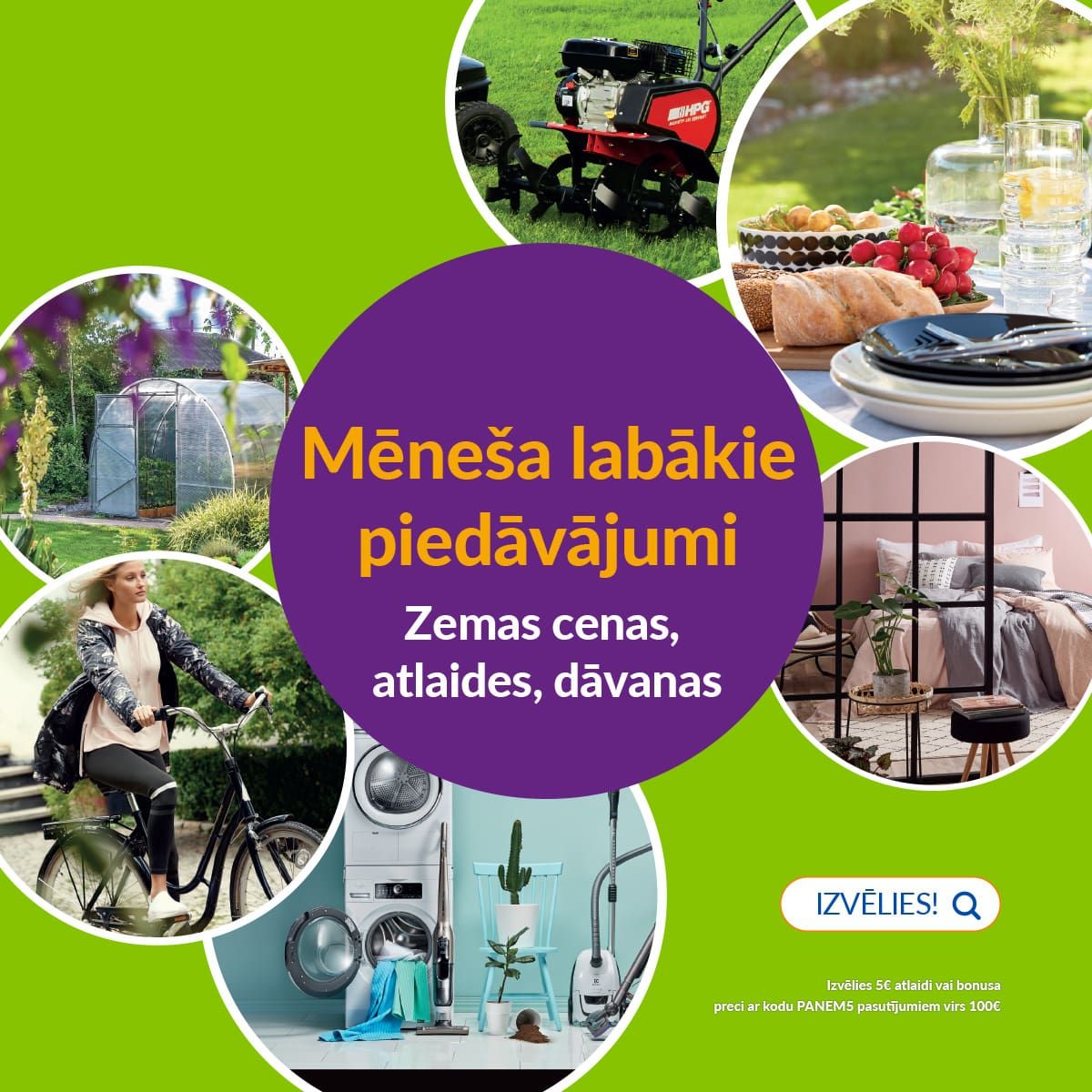 Top precēm izdevīgas cenas. Vēlies vēl izdevīgāk?
Pasūtījumiem virs 100€ pirkumu grozā ar kodu PANEM5 papildu atlaide 5€!