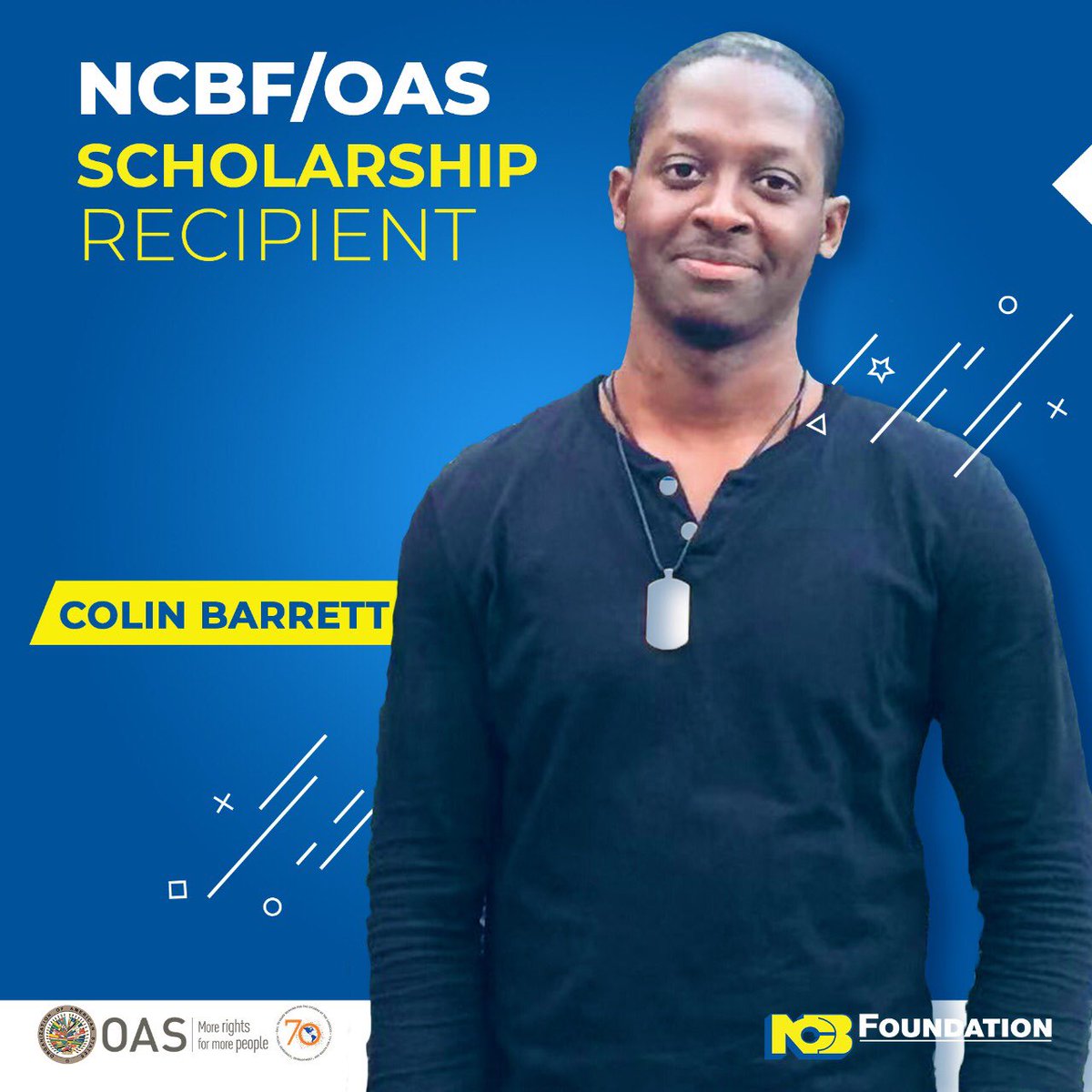 NCBFoundation's tweet photo. We have chosen our first NCBF/OAS scholarship recipient!
Through a partnership with @OAS_official, the N.C.B. Foundation has provided additional funding of USD $5000 to Colin Barrett to assist with his programme of study in Engineering overseas. https://t.co/cTUKbxiS6M
