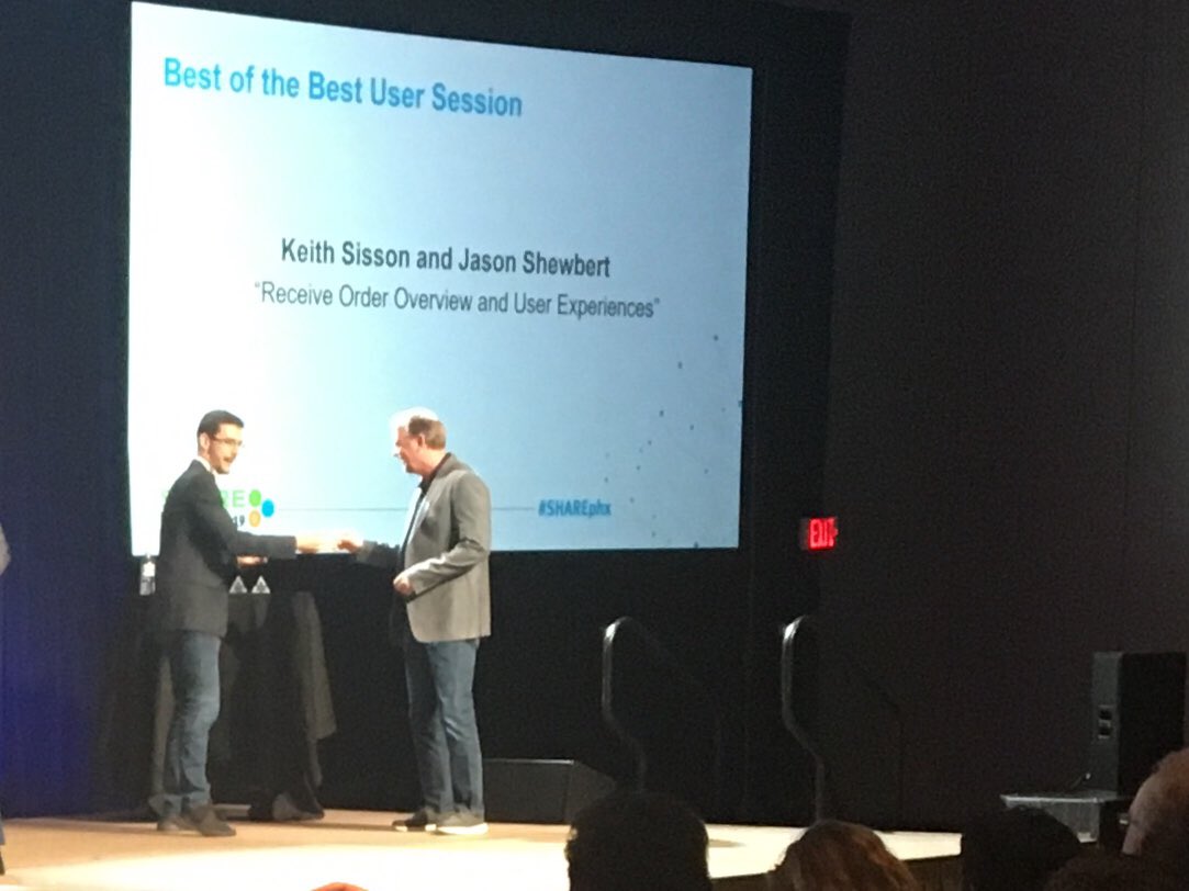 KathyTuretzky's tweet image. Keith Sisson was presented an award as the Best User Session at Share 2018 in St. Louis. #compuware #SharePHX