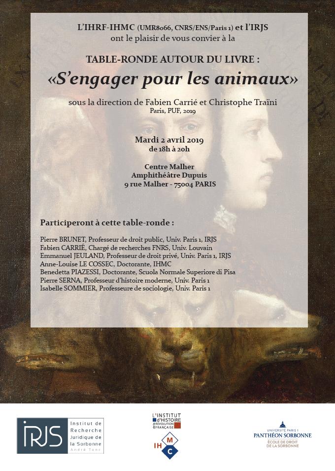 DesRelations's tweet photo. We are pleased to inform you that a round table is being organized on Tuesday, April 2 at 6 p.m. at the Malher Centre (9 Rue Malher, 75004 Paris) around the collective book "S'engager pour les animaux" (directed by Fabien Carrié and published by the PUF). https://t.co/9bIgNh7u6I