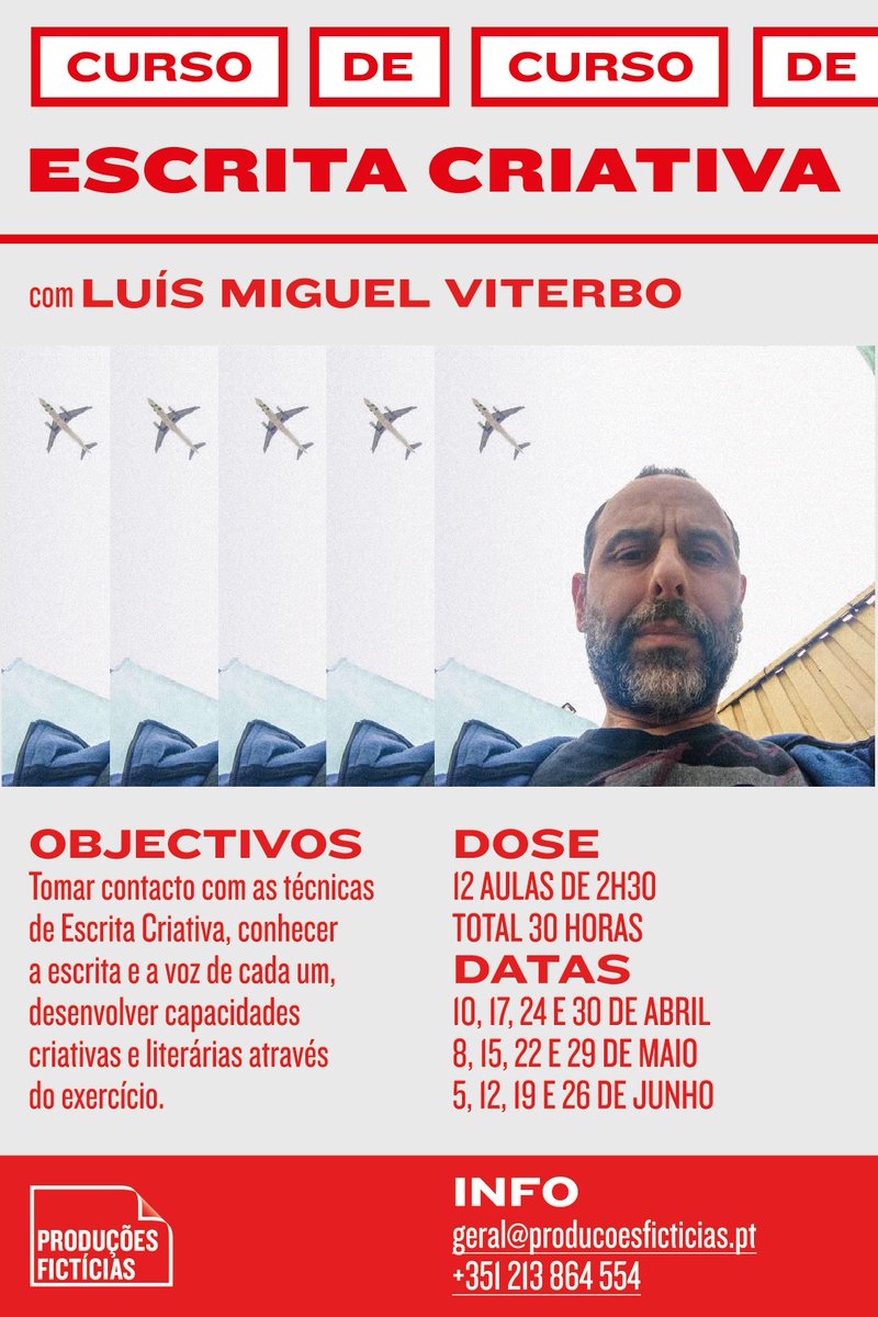 Interessados num curso de Escrita Criativa? O nosso é com o Luís Miguel Viterbo e começa já em Abril.