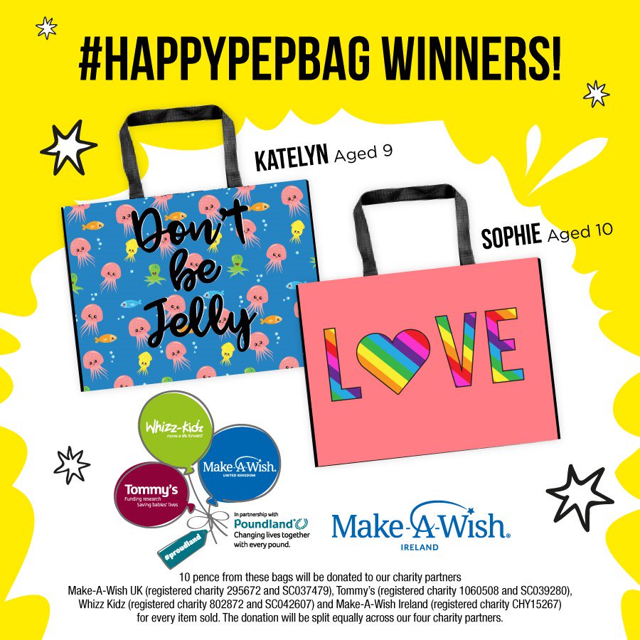 The winning designs from our #HappyPepBag competition are now available to buy in stores! Big congrats to Katelyn and Sophie who designed the winning bags... 10p from each bag sold will be donated to our partner charities, <a href="/MakeAWishUK/">Make-A-Wish UK</a>, @Tommys_baby and <a href="/WhizzKidz/">Whizz Kidz</a> 💚💚💚