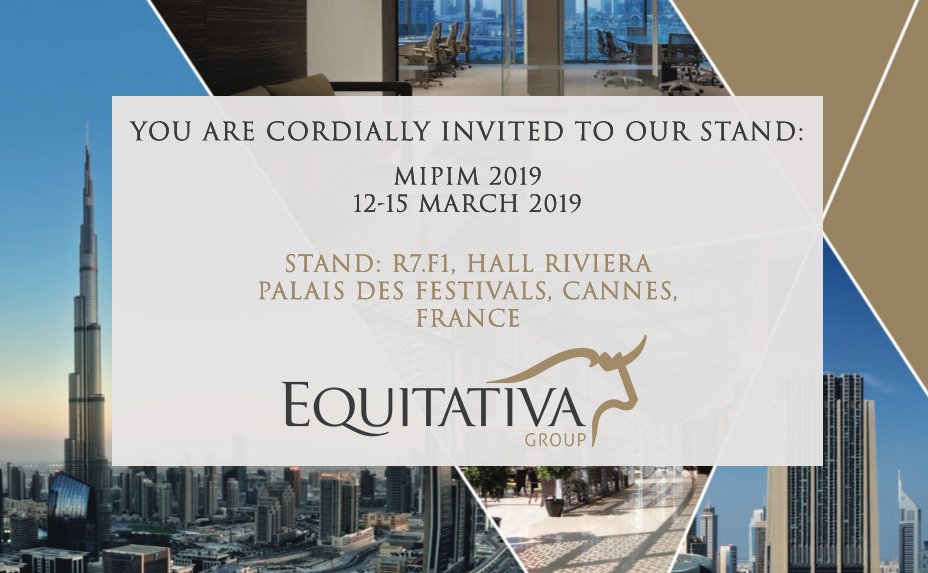 EquitativaGroup's tweet photo. We look forward to meeting all the delegates at #MIPIM2019 kicking off tomorrow in Cannes. Come say hello at our stand in the Riviera Hall and learn more about #REITs. https://t.co/ogIHIZWIxQ