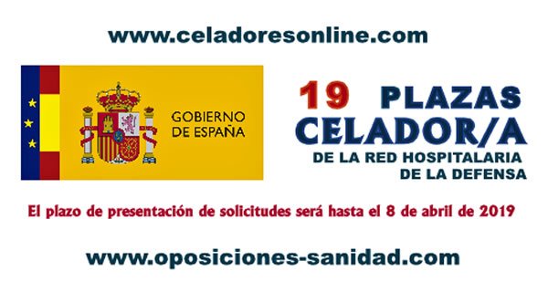 Celadores/as de la Red Hospitalaria de la Defensa en plazo de presentación del instancias hasta el 8-Abril-2019... D1YK-n0X4AErBtB