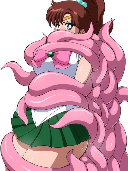 触手の塊に襲われるセーラージュピター 