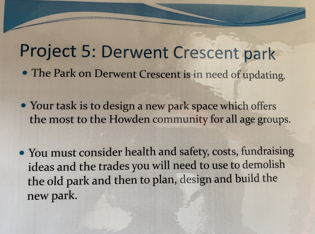 HowdenSchool's tweet image. Yr 8 are focussing on Employability Skills for #deeplearningday The task was to improve the local Derwent Crescent park using #teamwork, problem solving &amp;amp; self-management skills. We can see some great collaborative ideas coming through!#Careers #TeamHowden