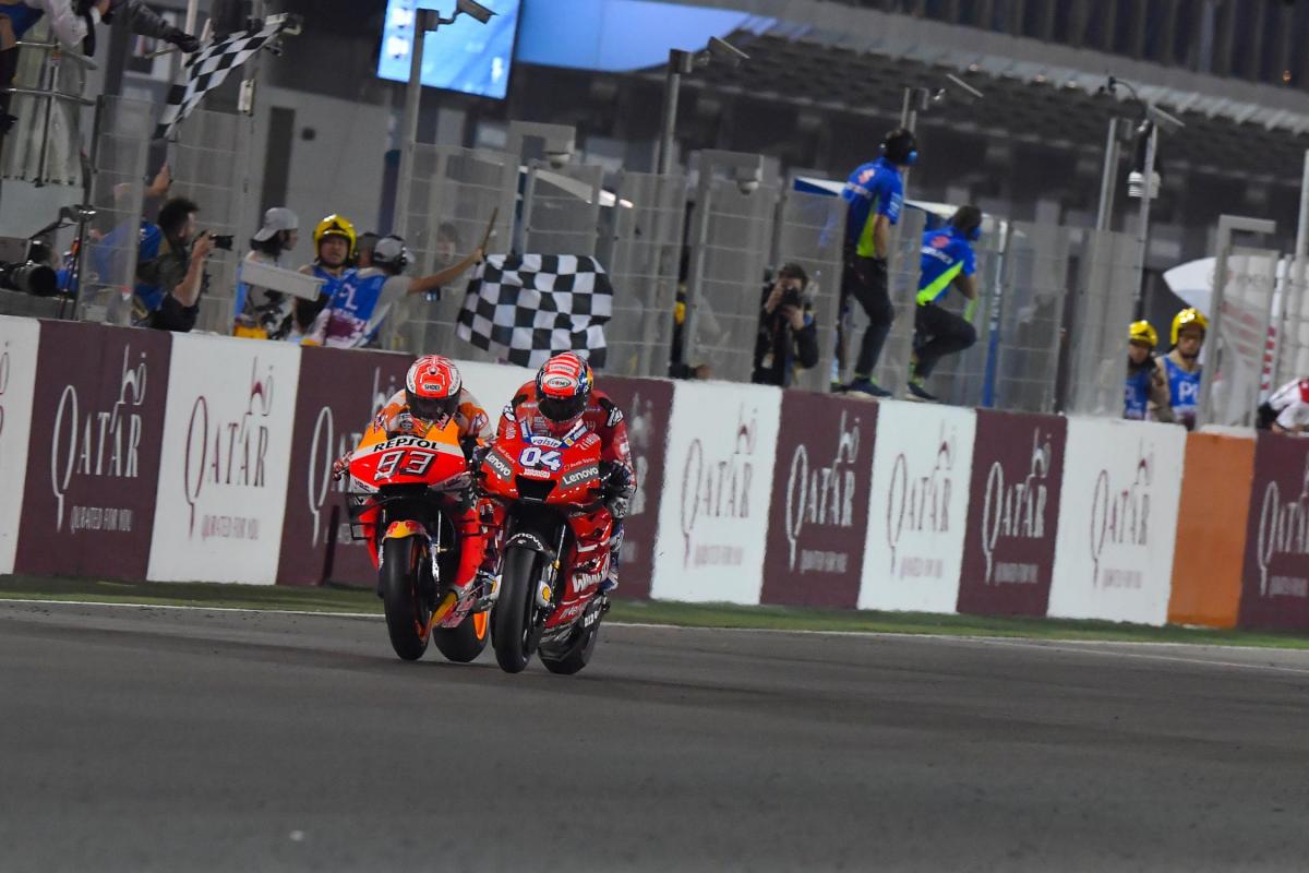 MotoGP's tweet photo. FREE: The epic last lap of the #QatarGP

Relive the final moments of the first round of 2019, as @marcmarquez93 and @AndreaDovizioso battled for the win yet again!

#MotoGP | 🎥
https://t.co/X6rQ2iNVJS https://t.co/qwCTAv7gfs