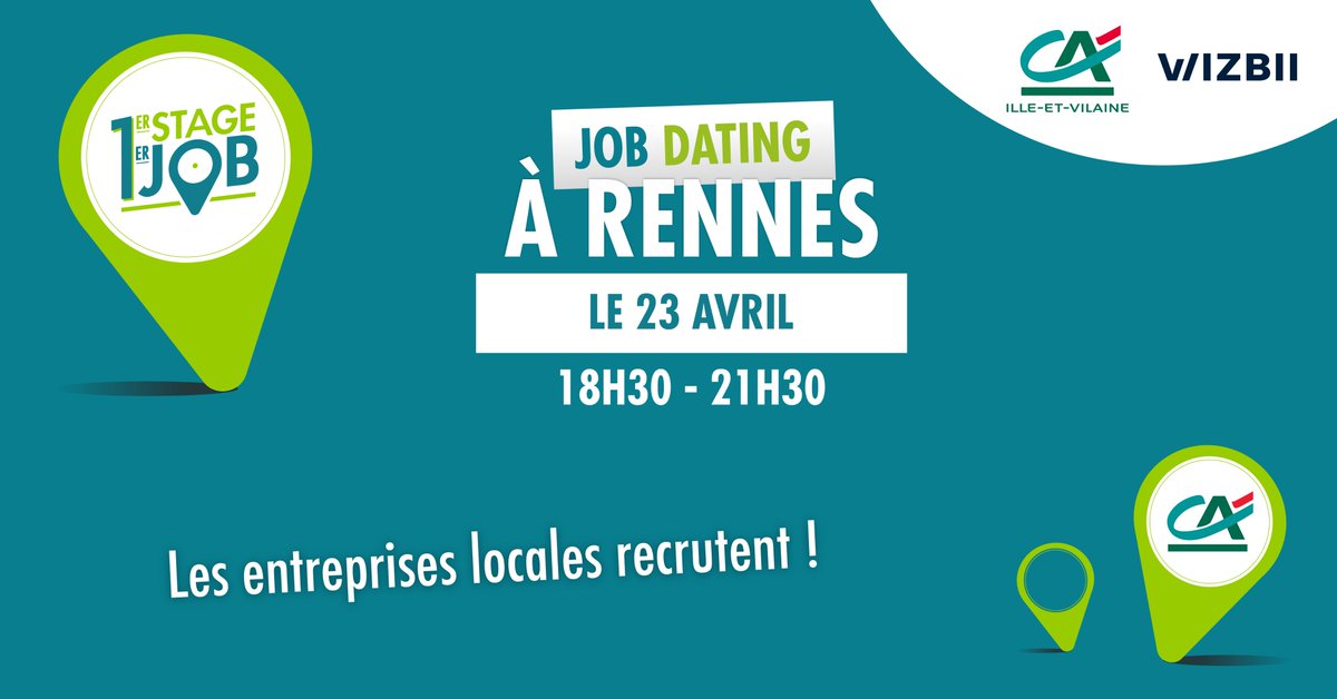 CAIlleEtVilaine's tweet photo. #Recrutement : venez décrocher votre #1erJob auprès d'entreprises locales lors de notre #JobDating organisé avec @wizbii. Inscrivez-vous : https://t.co/OFfNWmV5VU

🗓️ Mardi 23 avril
⏱️ 18h30-21h30
📍 Rennes – Café des champs libres https://t.co/gETsUYhm6O