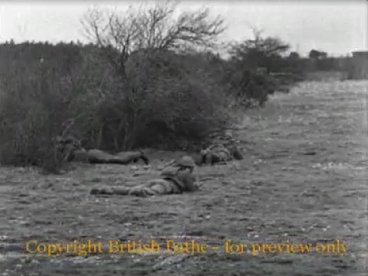 So the pictures are from Southampton, but that leaves the first half of the Pathe video to locate. There's a mix of scrub and fields, so looks like the periphery of the  #NewForest to me. Does anyone recognise the hill or the house the soldiers start in?  https://www.britishpathe.com/video/backbone-of-our-army
