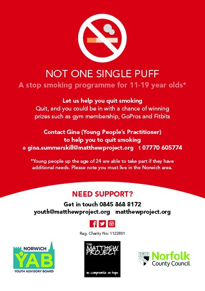 MatthewProject's tweet photo. Wednesday March 13th is #StopSmokingDay here are some Top Tips to help you quit https://t.co/Xklc7USXc3 

Why not get in touch with our Youth and Families Team to start your quit journey today #notonesinglepuff https://t.co/QYYlZzxRRN