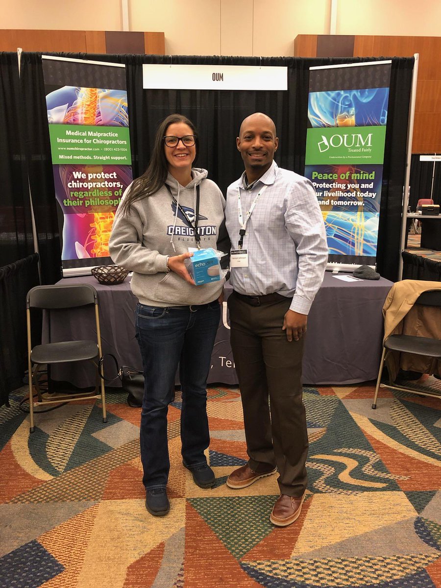 OUMChiro's tweet photo. Congratulations to Dr. Molly Matthes! She was the big winner of our Amazon Echo Dot drawing this weekend at the NCPA Spring Convention in Omaha! Thank you to everyone who came out to see us. #OUMChiro #NCPA https://t.co/9J85WW2aPM