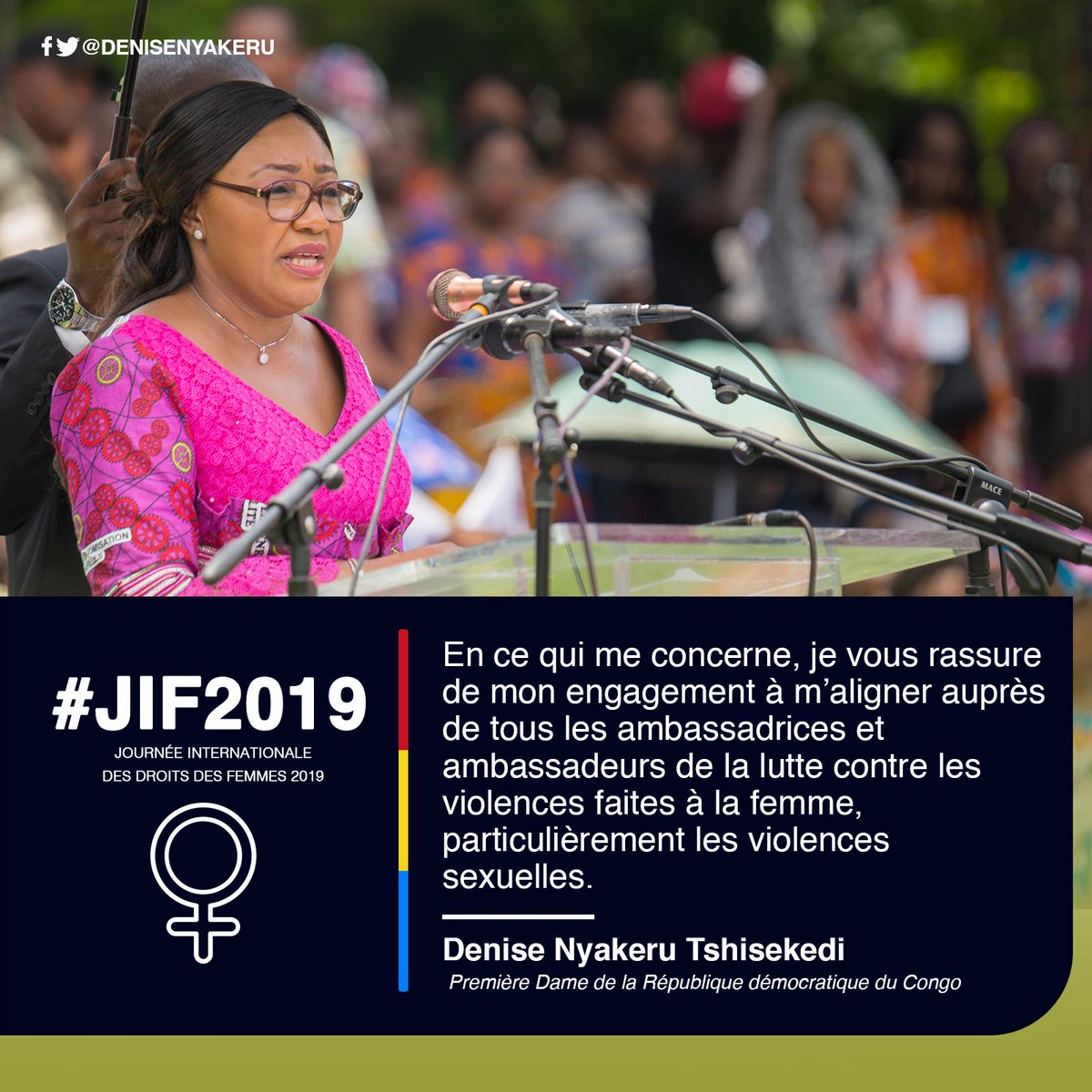 Mon allocution, lors de la Journée Internationale des droits des femmes, était une tentative d’appel collectif, d’éveil de conscience orientée vers la #Femme Congolaise et ce, dans la démarche coordonnée de développement tant voulu de notre cher et beau pays. #JIF2019 #RDC