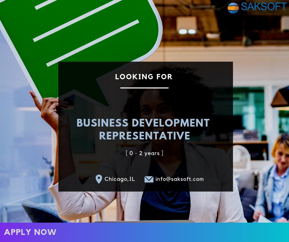 Interested in jump-starting your #career as a #Business #Development Representative in #Chicago, IL? Drop a word at info@saksoft.com #TechnologySales #hiring #recruitment #jobseekers #BDE #sales
