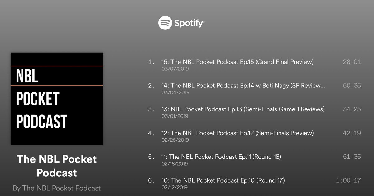 NBLpocketpod's tweet photo. It's official the #NBLPP is now on #Spotify as well as @ApplePodcasts. A pocket-sized podcast covering each round of the NBL. Round-by-round recaps, league news and stats. New episodes every Tuesday. #NBL19 #AustralianBasketball ππ§ https://t.co/iFAVyCPPR2