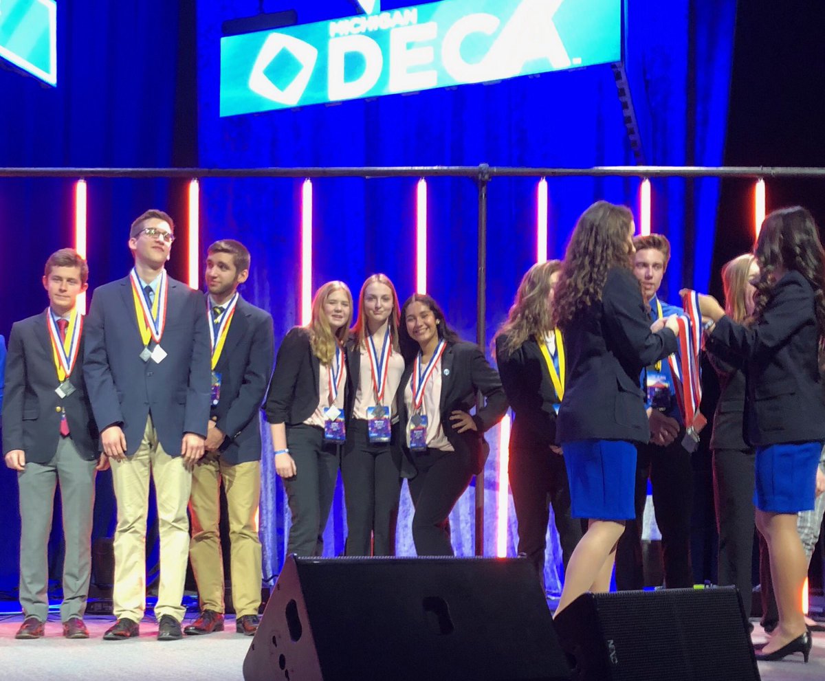 Jordan, Marissa, and Stephanie with their State Finalist Medals for their Leadership and Teamwork Event! 🔷 #TheNewCrew 💪