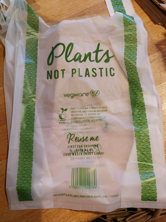 Unlike other shops we don't charge you for a small carrier bag at the till in our Farm Shop.
Why?
Because we won't give you a plastic bag.
All our 'use-once' carrier bags are made by <a href="/vegware/">Vegware</a> &amp; you can re-use them to line your food waste bin as they are compostable.
#plasticfree