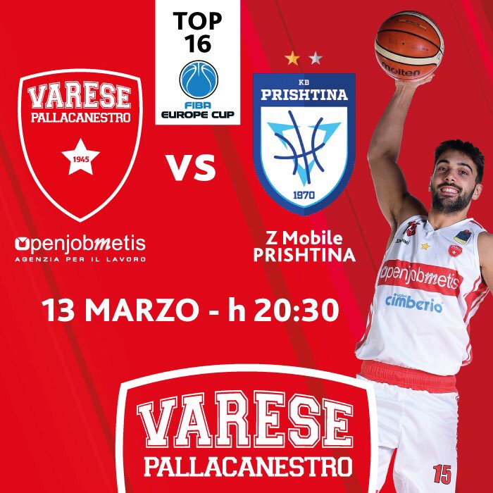 📣 Tra due giorni ci giocheremo l’ingresso ai quarti di finale di <a href="/FIBAEuropeCup/">FIBA Europe Cup</a> 🆚 #KBPrishtina‼️ Avremo bisogno di tutti voi per continuare la nostra avventura europea‼️ Biglietti ➡ bit.ly/2XRWNG6 #GOVARESE