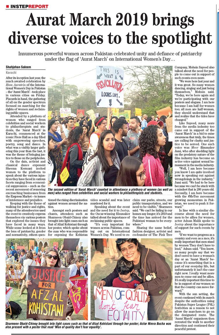 SforShahjehan's tweet photo. My report on #AuratMarch2019 out finally in #Instep! https://t.co/usNHe1iO53
