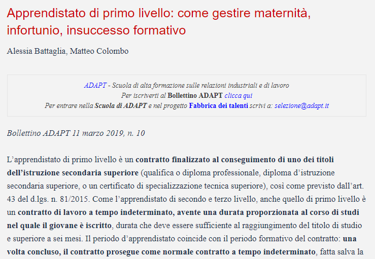 ApprenticeADAPT's tweet photo. #Apprendistato di primo livello: come gestire #maternità, #infortunio, #insuccesso formativo. Nell'ultimo @bollettinoADAPT un contributo di @_alebattaglia e @colombo_mat che suggerisce soluzione operative e riflessioni a partire dal dato normativo.
➡️ https://t.co/Z3UVzuJM8b https://t.co/thWgw5eikg