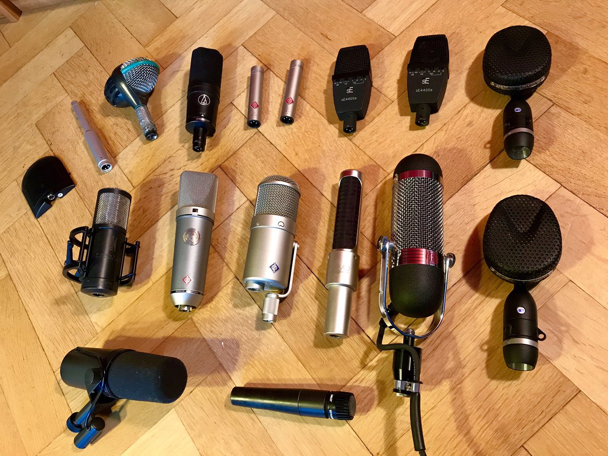 stevankrakovic's tweet photo. The #microphone selection at my new #ElectronicMemory studio in #Frankfurt #neumann @ribbonmics #Coles #Brauner #Shure #AudioTechnica https://t.co/ul7UAzKGZF https://t.co/20OHKaevg0