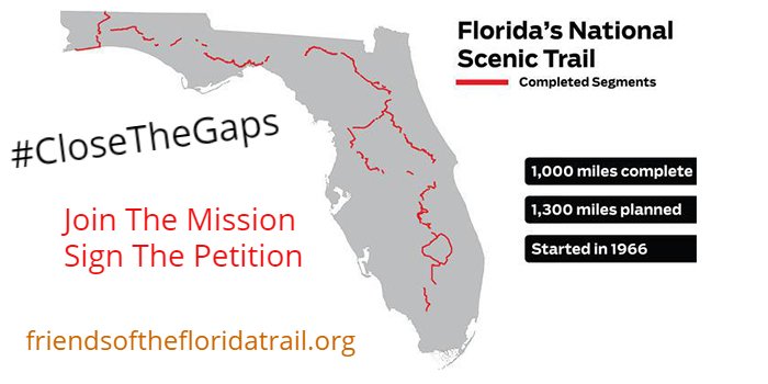 FriendsFLtrail's tweet photo. Five decades and counting....help us complete the mission of completing the Florida trail by signing the petition, making a donation and using #closethegaps on your social media posts!  #monday #mondaymotivation #mondayfeeling #nonprofit #mondaymorning #hiking #friendsfltrail https://t.co/qPnuhS4FJA