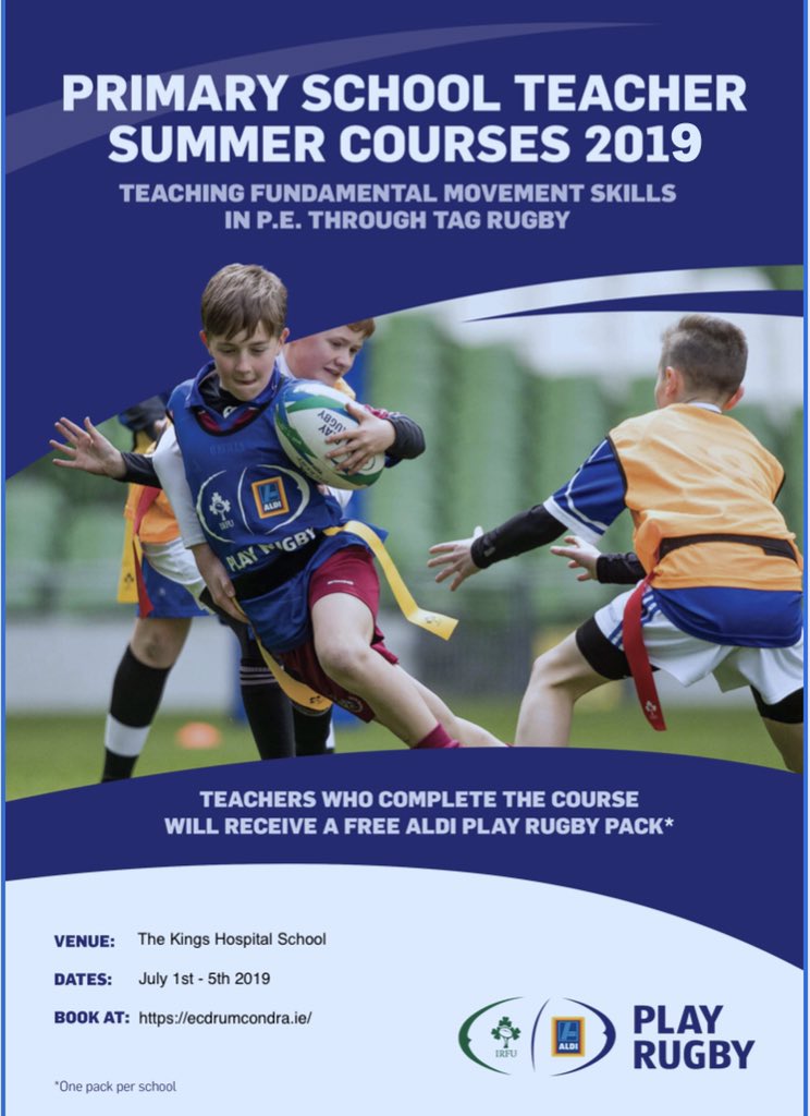 Are you a Primary teacher looking to learn, upskill or develop tag rugby in your school? This course is for you! Sign up today ecdrumcondra.ie #AldiPlayRugby #teachertraining #primaryschool #schools #teachers