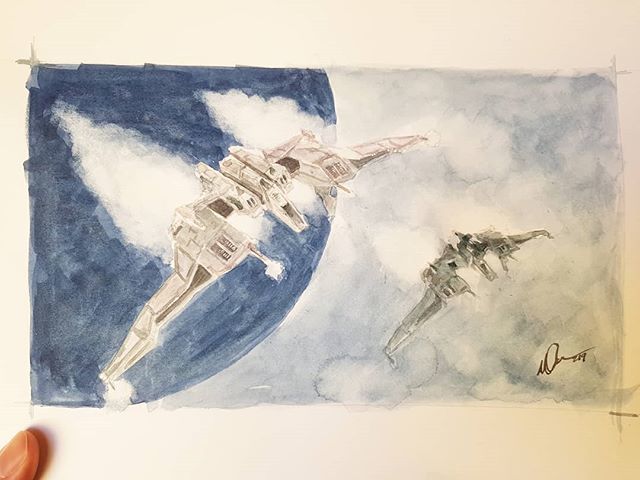 Lloyd_George_23's tweet photo. Added final touches, still not where i want it to be bit still time to move to another peice
Pair of Dragonflies on patrol
.
#eveonline #tweetfleet #evefanart #eveisbeautiful #watercolour #painting #art #color #scifiart #spaceships #internetspaceships #leaveacomment https://t.co/ot4had8TZR