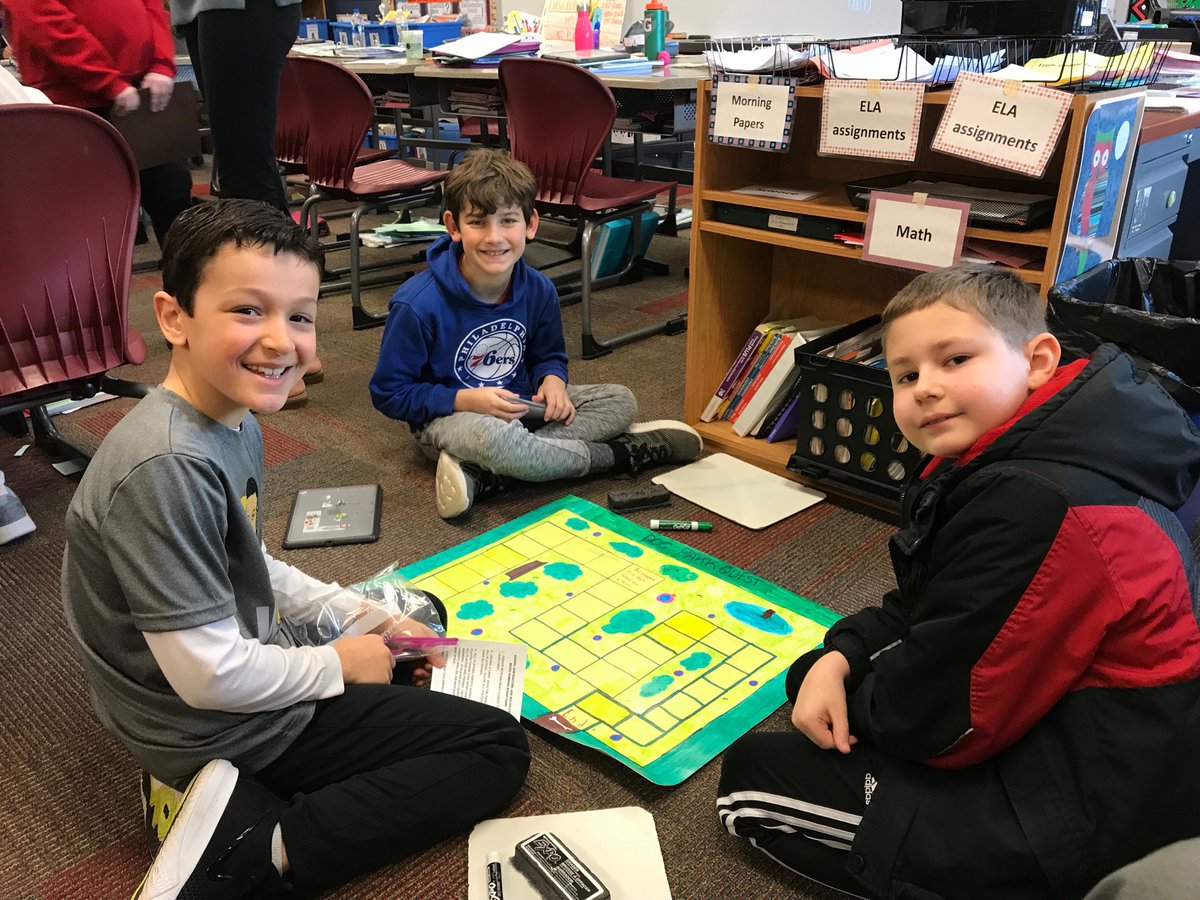 LICDaecher's tweet image. Students playing student-made board games to practice adding and subtracting fractions in Miss Wise’s class! #stationrotation #betterthanaworksheet ⁦@hempfield⁩