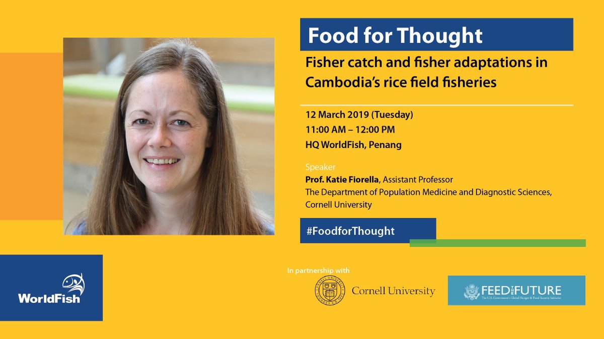 Join us live tomorrow, 12 March from 11am GMT+8, to hear from Prof. Katie Fiorella <a href="/Cornell/">Cornell University</a> about 'Fisher catch and fisher adaptations in Cambodia’s #rice field #fisheries': bit.ly/2u4NiFv #FoodForThought <a href="/FeedtheFuture/">Feed the Future</a> @FISH_CGIAR <a href="/CGIAR/">CGIAR</a> <a href="/irri/">IRRI 🌾</a>