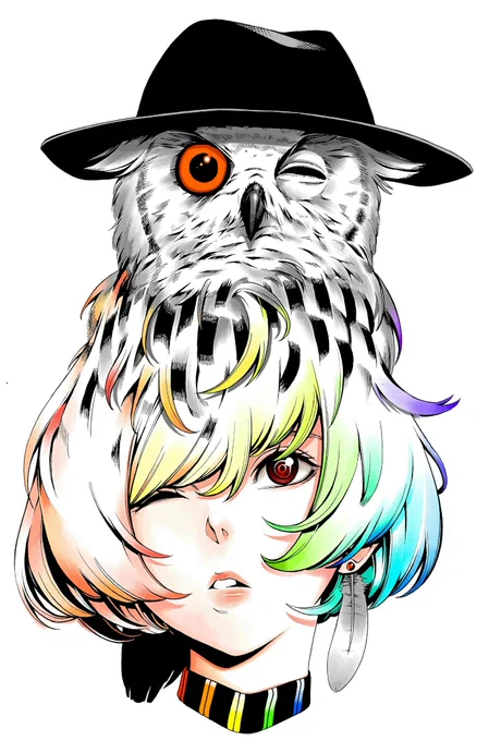 色づけた#イラスト  #フクロウ 