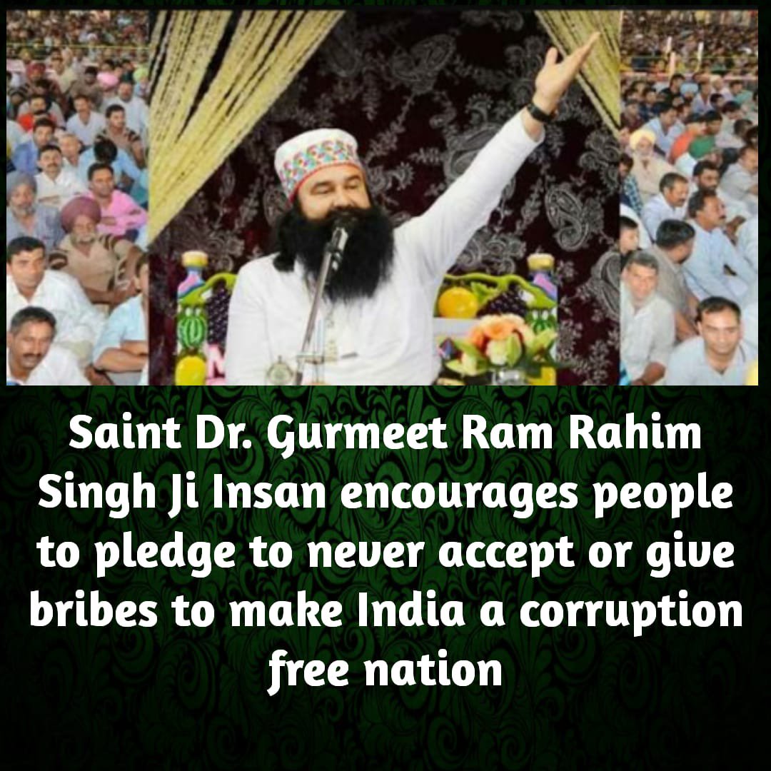 shivaninonu18's tweet photo. हजारों डेरा अनुयायियों ने रिश्वत नहीं लेने और कोई रिश्वत पेशकश नहीं करने का संकल्प लिया है। @Gurmeetramrahim द्वारा अनुयायियों को ठग्गी, बेईमानी व रिश्वखोरी से दूर रहने की, व ईमानदारी से कमाने की प्रेरणा दी जाती है।
#PledgeAgainstCorruption https://t.co/0E5bzgkiYQ