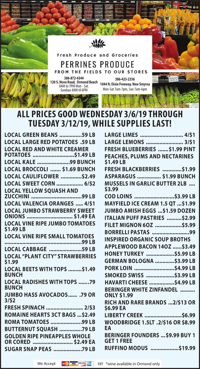 Send all your visiting biker family and friends over to shop for some fresh produce they can grill easily! Check out our flyer for specials below.

#perrinesproduce #keepinitfresh #bikeweek #bikerswelcome #keepinitfresh #newsmyrnabeach #ormondbeach #portorange #daytonabeach