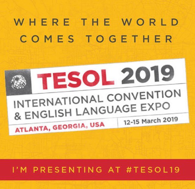 Video_PLN's tweet photo. Come visit us at TESOL Atlanta Panels!
March 13, 1pm, GWCC Room 315 SMALL: Social Media-Assisted Language Learning
3pm Room 305: Videos for the ESP Learner - Conceptualize, Create, Adapt
March 14th, 4pm-5:45pm, room A315
The Blended Learning Classroom and the ESL teacher https://t.co/anpBlBYSqN