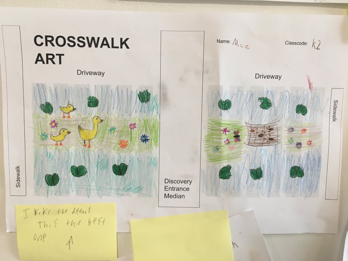 Mburkeart's tweet image. @DscAPSG2 Artists displayed their ideas to get feedback from their peers on the @DiscoveryAPS Crosswalk designs. @CTEResource #CHANGE #sustainability #biodiversity