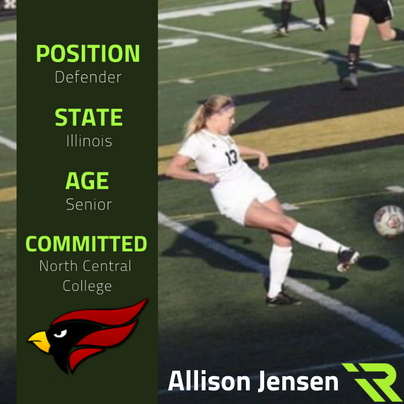 RecruitChuteUS's tweet photo. Allison Jensen (@allison.jensen) has committed to North Central College. She will be playing defense for the Cardinals. Good luck, Allison!
Visit https://t.co/NMfDMwzFBY to commit to the college that's right for you! 
#recruitchute #americassoccernetwork #soccerrecruiting https://t.co/AMvVWcSTHl